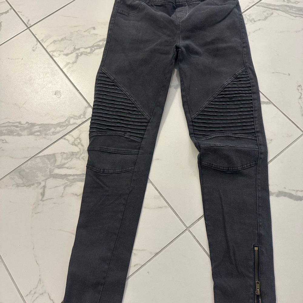 Beulah Black Ribbed Knee Skinny Jeans
